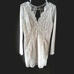 White Lace Dress - Size Large